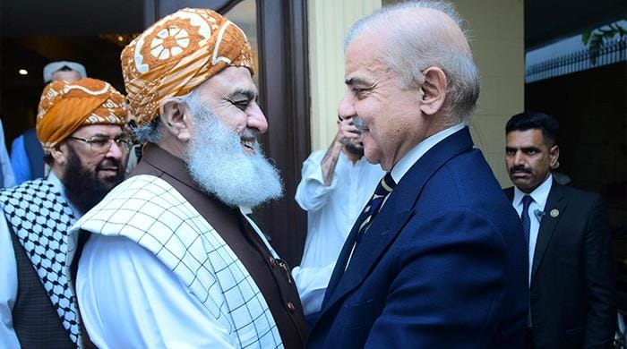 PM Shehbaz ‘woos’ Fazl as PTI, JUI-F join hands in parliament